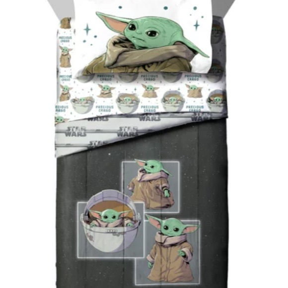 Disney Other The Mandalorian Baby Yoda Kids 4 Piece Twin Bed Set 0
